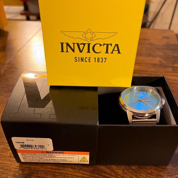 Invicta Men’s Stainless Steel Mesh Watch Blue Dial (Model 48508) | New With Box - Picture 2 of 4